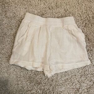 Z Supply Off White High Waist Textured Shorts